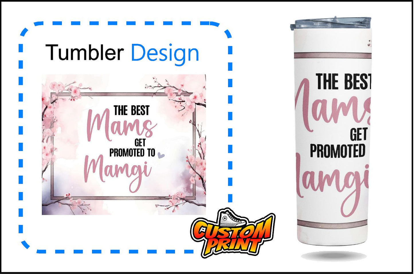 Custom Printed Tumbler Bottle Cup | New Mam to Mamgi Mammy Grandma | Personalised New Baby Gift