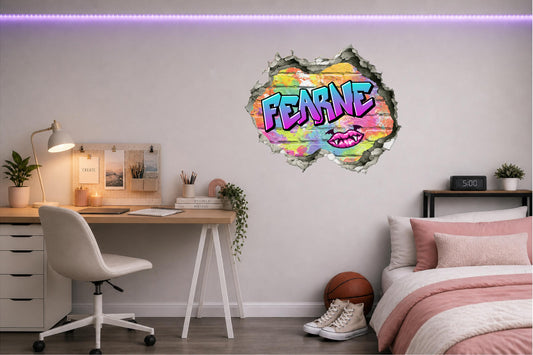 Children's Custom Printed Bedroom Wall Art Vinyl Personalised Gift Sticker - Gamer Graffiti Urban Street Style Girls