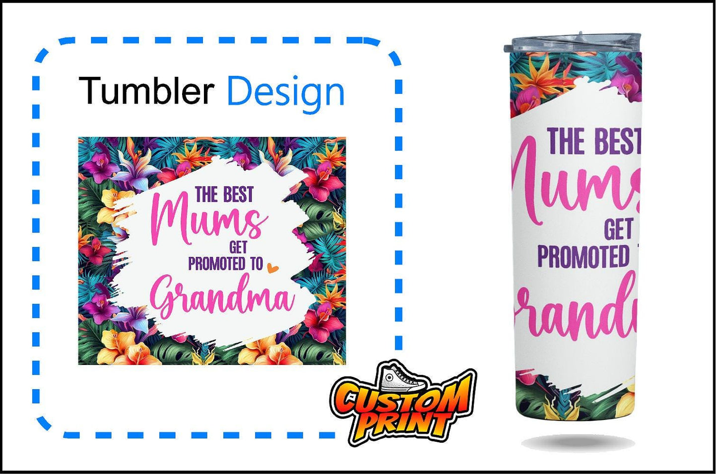 Custom Printed Tumbler Bottle Cup | New Mum to Grandma Nanny Nanna | Personalised New Baby Gift