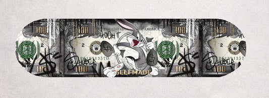 Skateboard Deck Wall Art Decor | Bugs Urban Banknote Bunny | Modern Man Cave Bar Bedroom Novelty