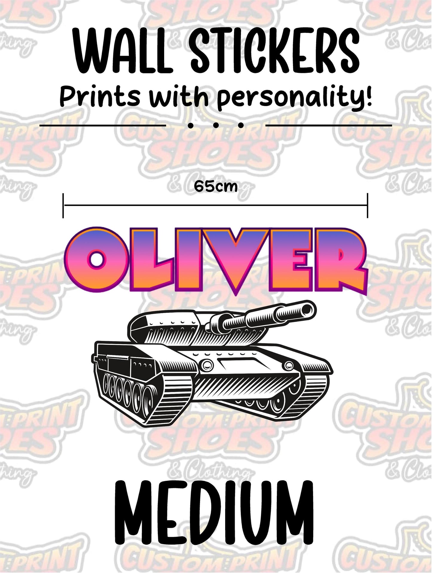 Children's Custom Printed Bedroom Wall Art Vinyl Personalised Gift Sticker - Gamer Racing Grand Theft Tank
