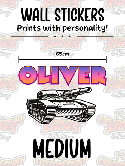Children's Custom Printed Bedroom Wall Art Vinyl Personalised Gift Sticker - Gamer Racing Grand Theft Tank