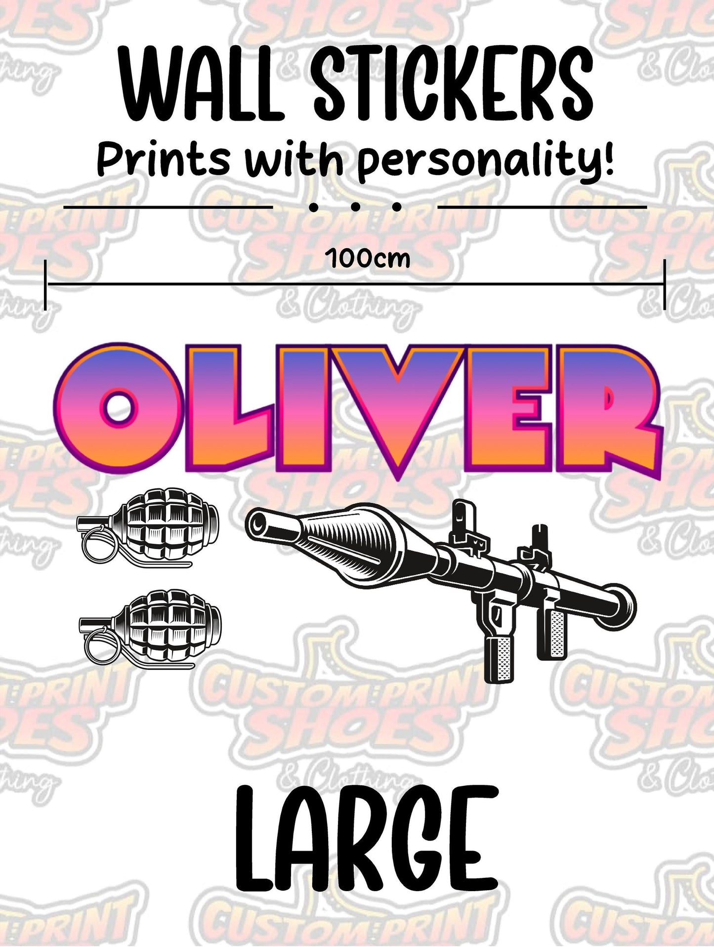 Children's Custom Printed Bedroom Wall Art Vinyl Personalised Gift Sticker - Gamer Racing Grand Theft Bazooka
