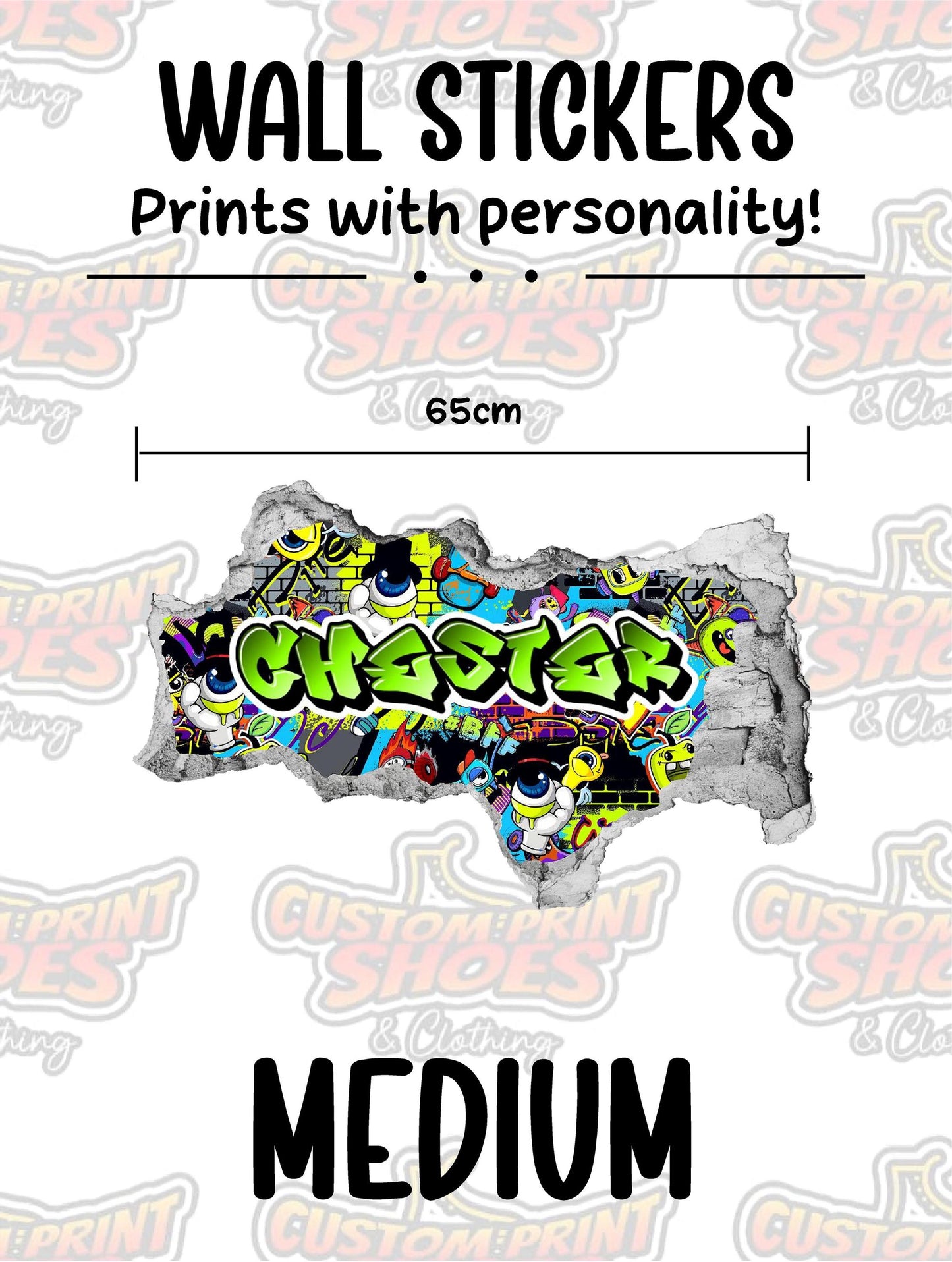 Children's Custom Printed Bedroom Wall Art Vinyl Personalised Gift Sticker - Gamer Graffiti Urban Street Style Boys & Girls