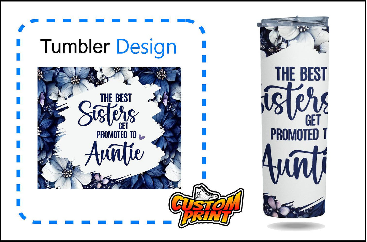 Custom Printed Tumbler Bottle Cup | Best Sister to Auntie Aunt To Be | Personalised New Baby Gift