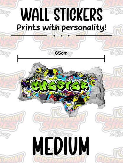 Children's Custom Printed Bedroom Wall Art Vinyl Personalised Gift Sticker - Gamer Graffiti Urban Street Style Girls & Boys