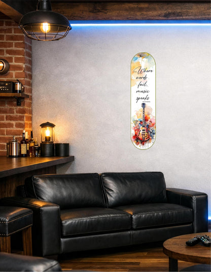 Skateboard Deck Wall Art Modern Decor | Music Quote Guitar