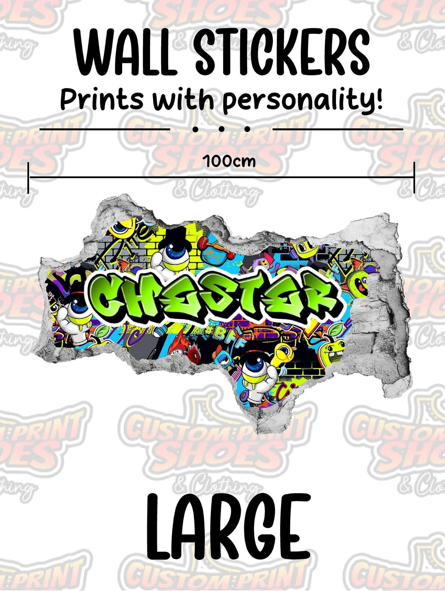 Children's Custom Printed Bedroom Wall Art Vinyl Personalised Gift Sticker - Gamer Graffiti Urban Street Style Boys & Girls
