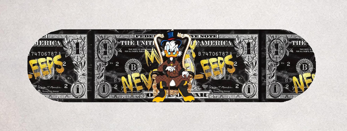 Skateboard Deck Wall Art Decor | Duck Urban Banknote | Modern Man Cave Bar Bedroom Novelty