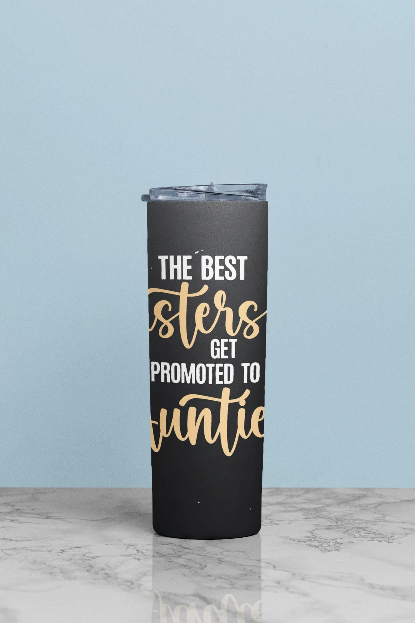 Custom Printed Tumbler Bottle Cup | Best Sister to Auntie Aunt To Be | Personalised New Baby Gift