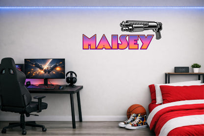 Children's Custom Printed Bedroom Wall Art Vinyl Personalised Gift Sticker - Gamer Racing Grand Theft Shotgun