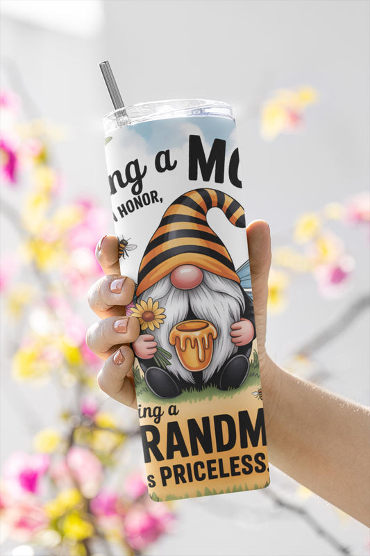 Custom Printed Tumbler Bottle Cup | Mum to Grandma Gonk Gnome | Personalised New Baby Gift