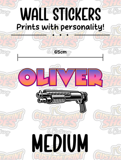 Children's Custom Printed Bedroom Wall Art Vinyl Personalised Gift Sticker - Gamer Racing Grand Theft Shotgun