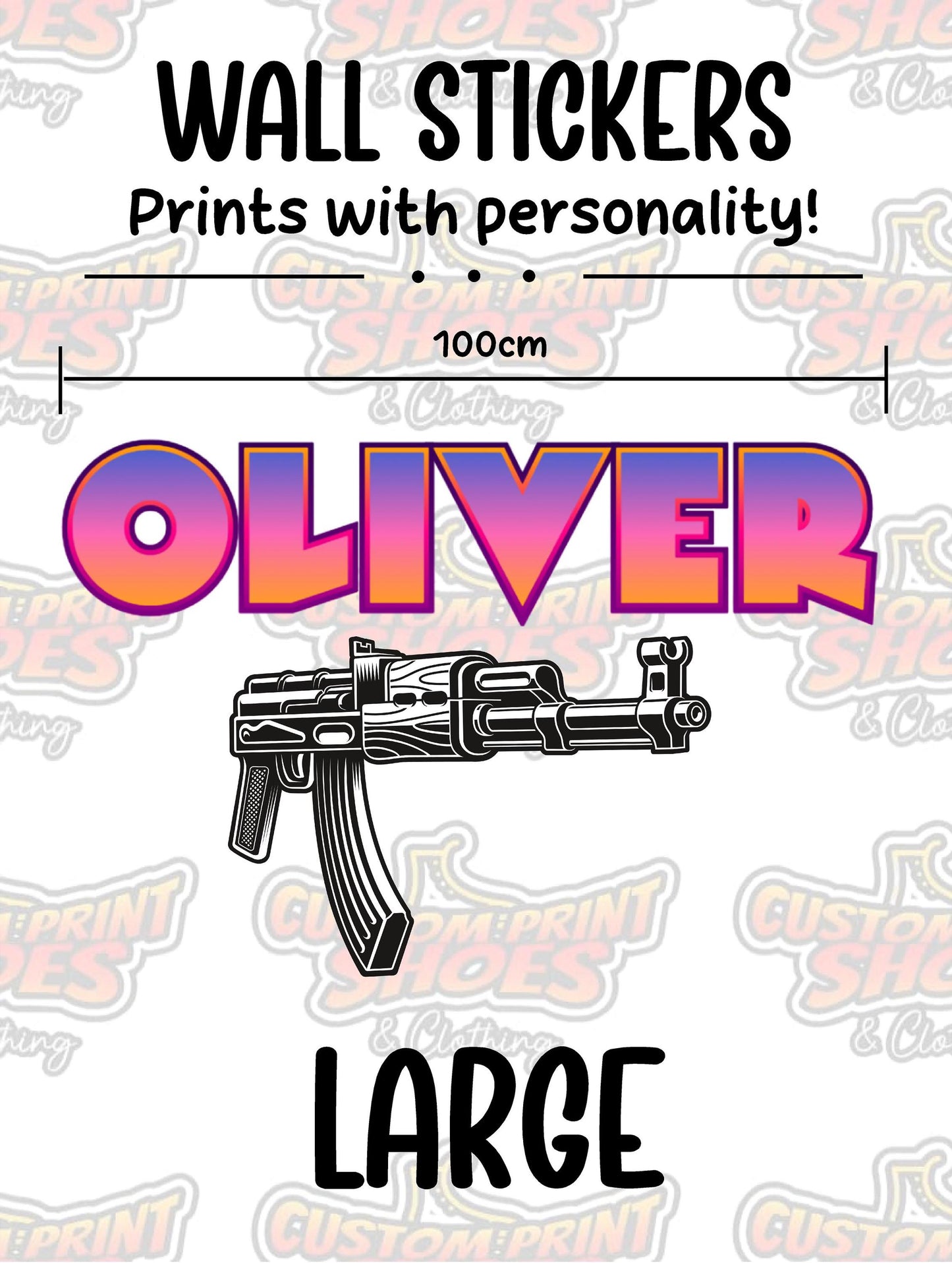 Children's Custom Printed Bedroom Wall Art Vinyl Personalised Gift Sticker - Gamer Racing Grand Theft Machine Gun