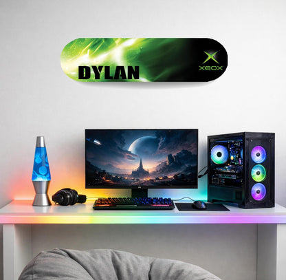 Skateboard Deck Wall Art Modern Decor | Xbox Console Gaming Controller | Retro Game Room Bedroom Novelty Personalised Print
