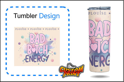 Custom Printed Tumbler Bottle Cup | Makeup Beauty Inspired | PLouise Bad Bitch | Personalised Girl Teenager Novelty Gift