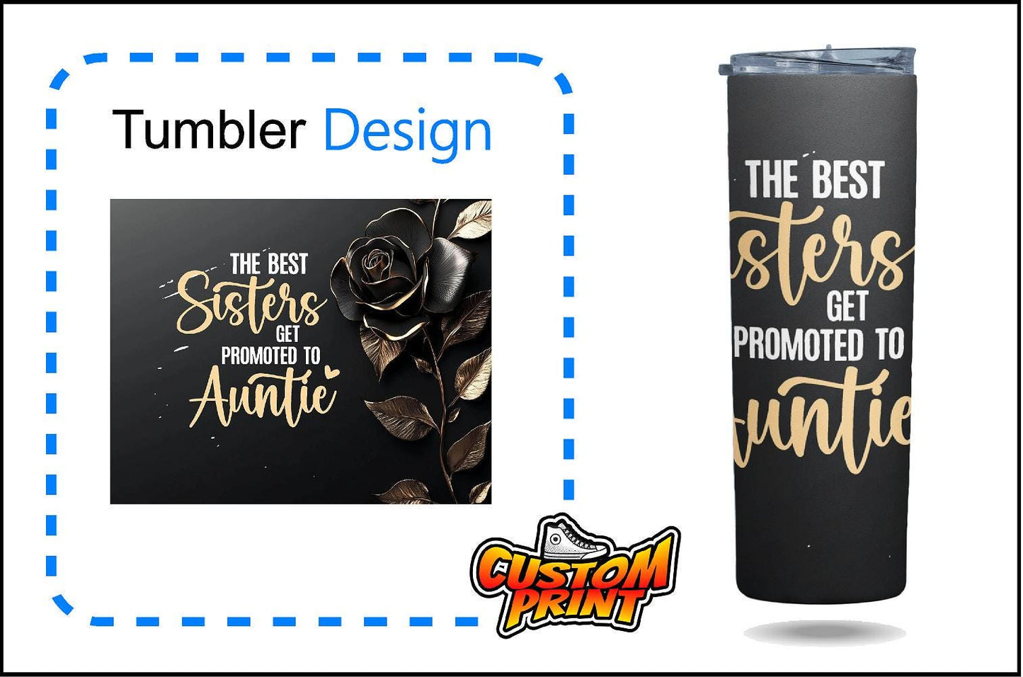 Custom Printed Tumbler Bottle Cup | Best Sister to Auntie Aunt To Be | Personalised New Baby Gift