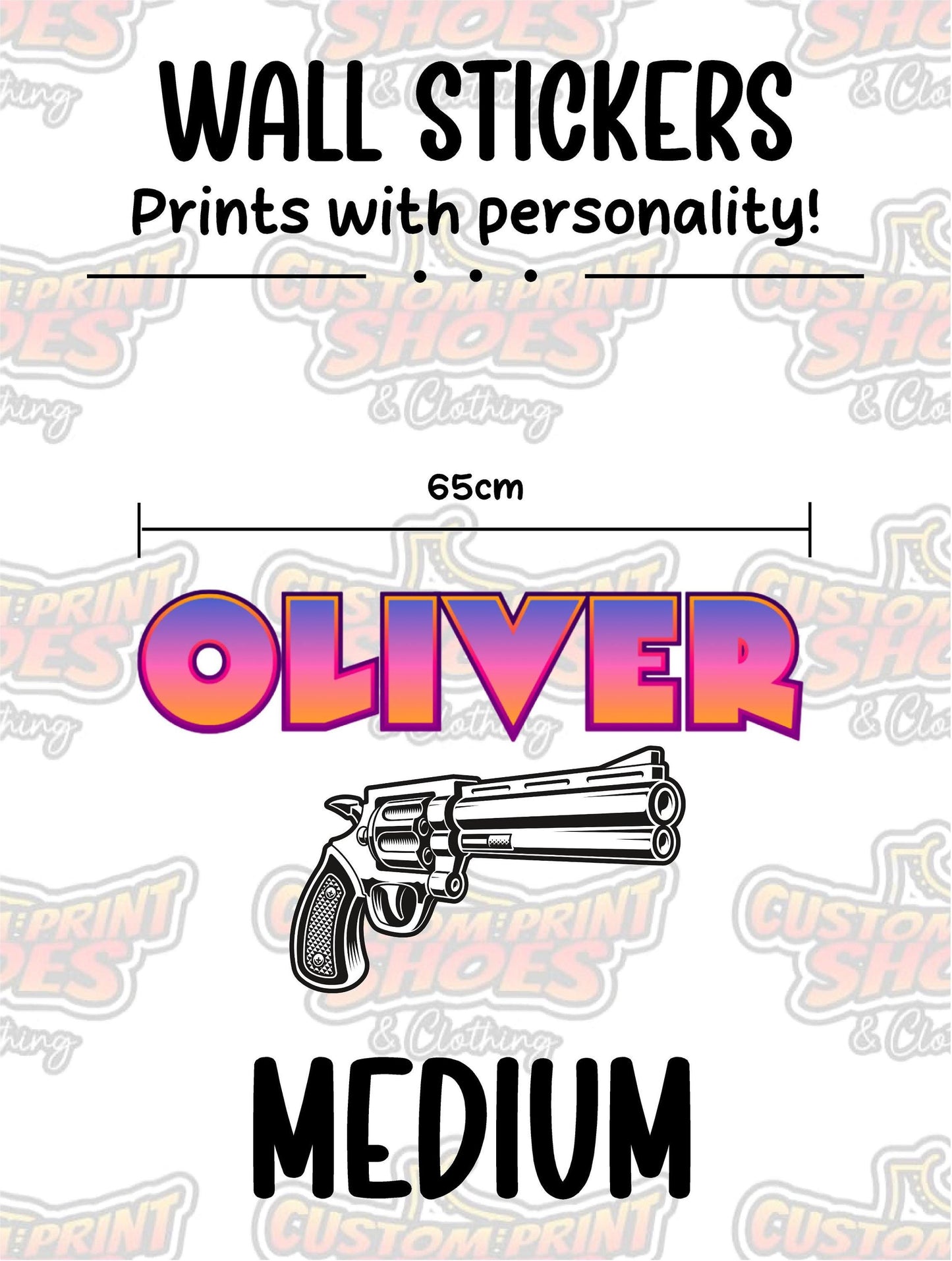 Children's Custom Printed Bedroom Wall Art Vinyl Personalised Gift Sticker - Gamer Racing Grand Theft Hand Gun