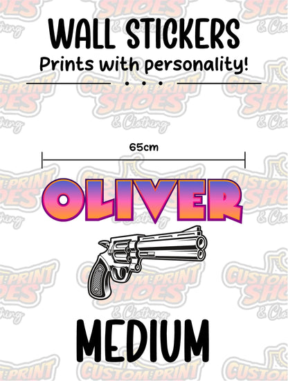 Children's Custom Printed Bedroom Wall Art Vinyl Personalised Gift Sticker - Gamer Racing Grand Theft Hand Gun