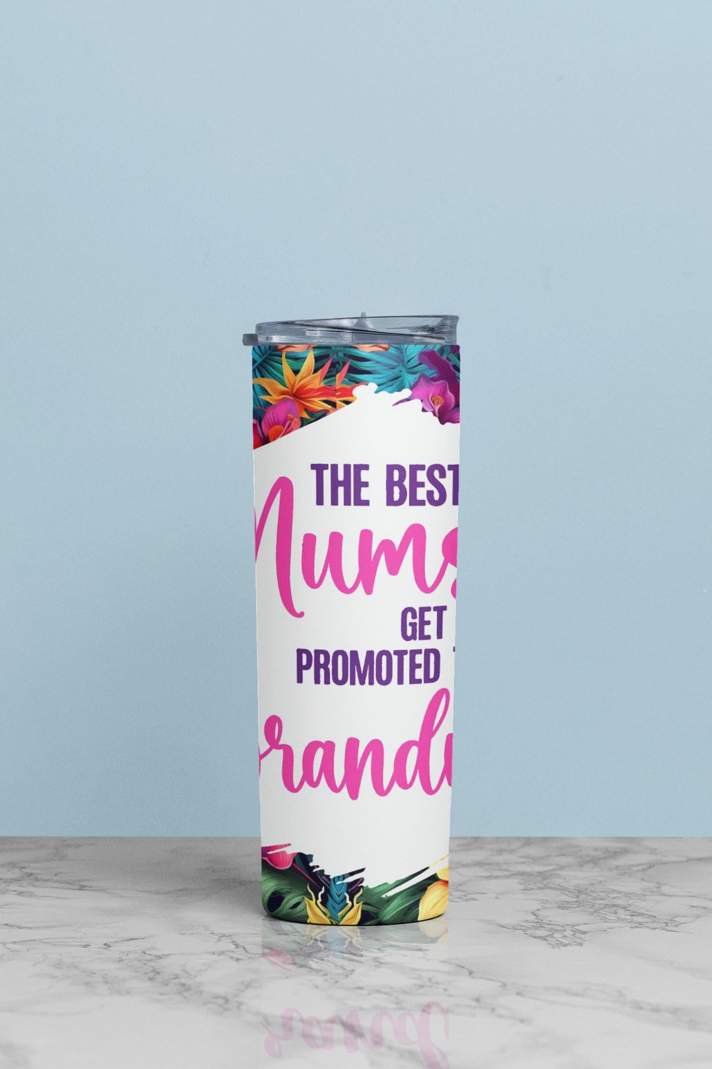 Custom Printed Tumbler Bottle Cup | New Mum to Grandma Nanny Nanna | Personalised New Baby Gift