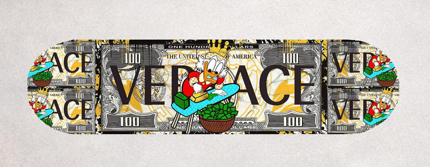 Skateboard Deck Wall Art Decor | Duck Urban Banknote Designer Dollar | Modern Man Cave Bar Bedroom Novelty