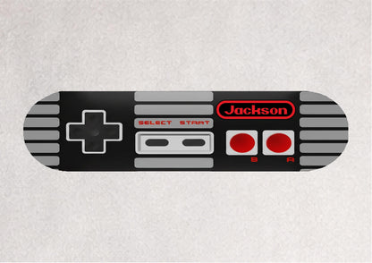 Skateboard Deck Wall Art Modern Decor | NES Nintendo Console Gaming Controller | Retro Game Room Bedroom Novelty Print