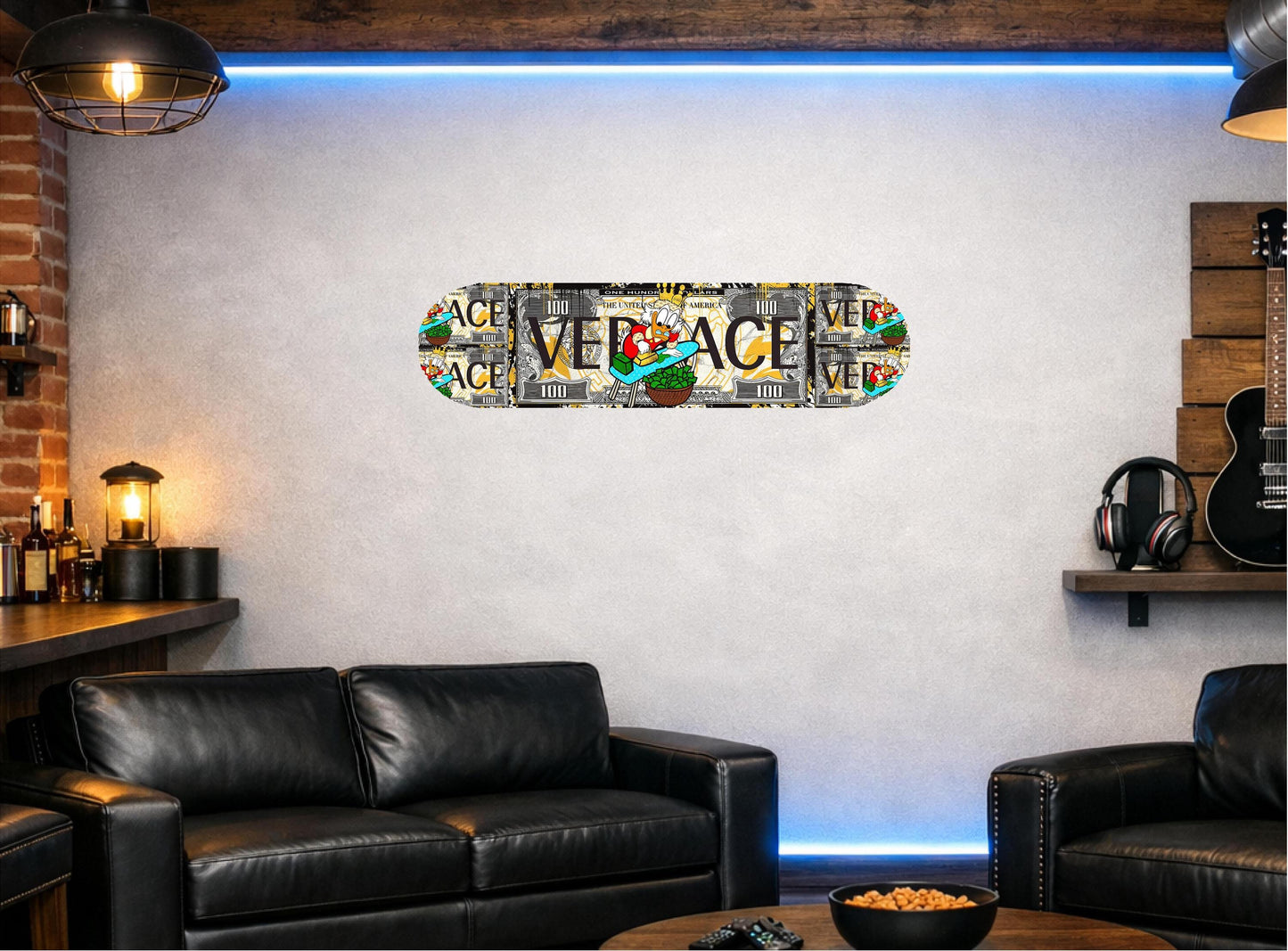 Skateboard Deck Wall Art Decor | Duck Urban Banknote Designer Dollar | Modern Man Cave Bar Bedroom Novelty