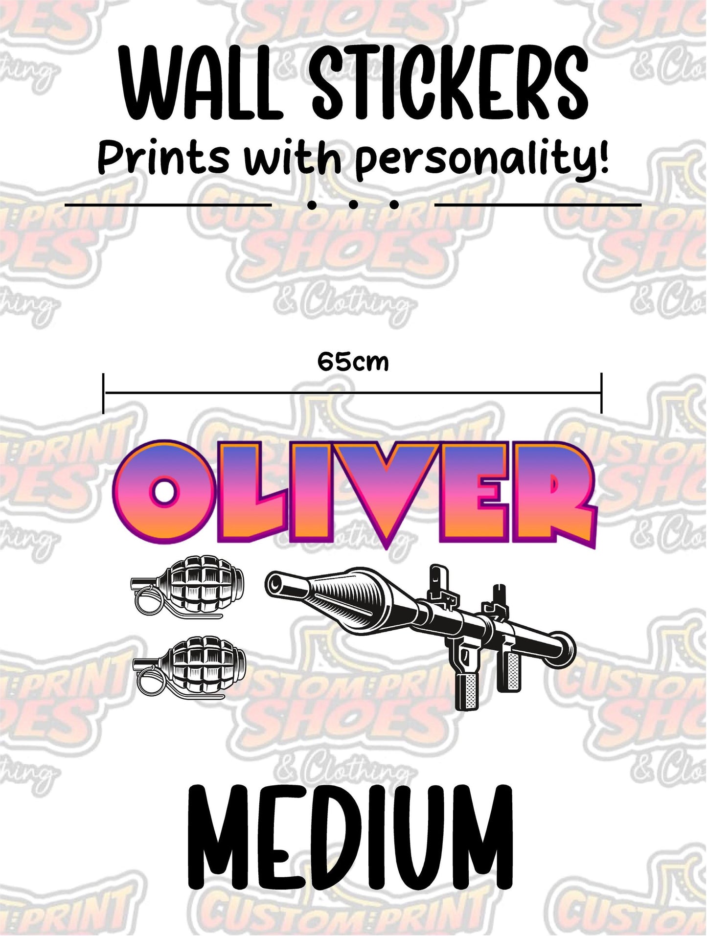 Children's Custom Printed Bedroom Wall Art Vinyl Personalised Gift Sticker - Gamer Racing Grand Theft Bazooka