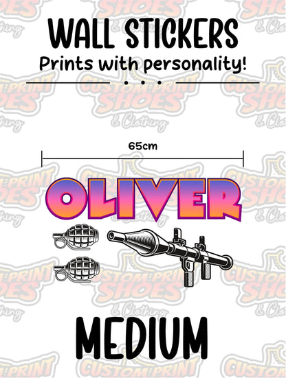 Children's Custom Printed Bedroom Wall Art Vinyl Personalised Gift Sticker - Gamer Racing Grand Theft Bazooka