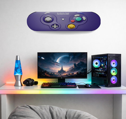 Skateboard Deck Wall Art Modern Decor | Gamecube Console Gaming Controller | Retro Game Room Bedroom Novelty Print