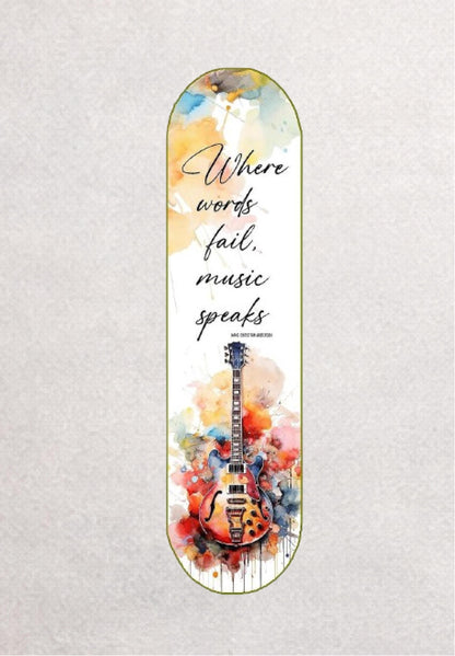 Skateboard Deck Wall Art Modern Decor | Music Quote Guitar