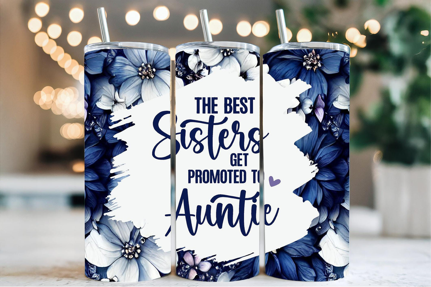 Custom Printed Tumbler Bottle Cup | Best Sister to Auntie Aunt To Be | Personalised New Baby Gift