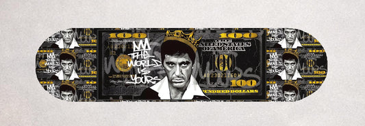 Skateboard Deck Wall Art Decor | Montana Urban Banknote Scarface Dollar | Modern Man Cave Bar Bedroom Novelty