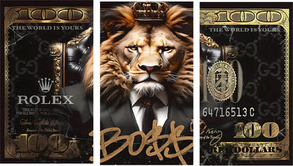 Adults Custom Printed Room Wall Art Vinyl Personalised Gift Sticker - Lion Banknote Bar Man Cave Decor