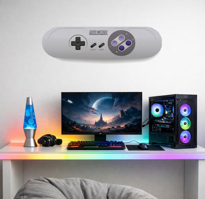 Skateboard Deck Wall Art Modern Decor | SNES Nintendo Console Gaming Controller | Retro Game Room Bedroom Novelty Personalised Print