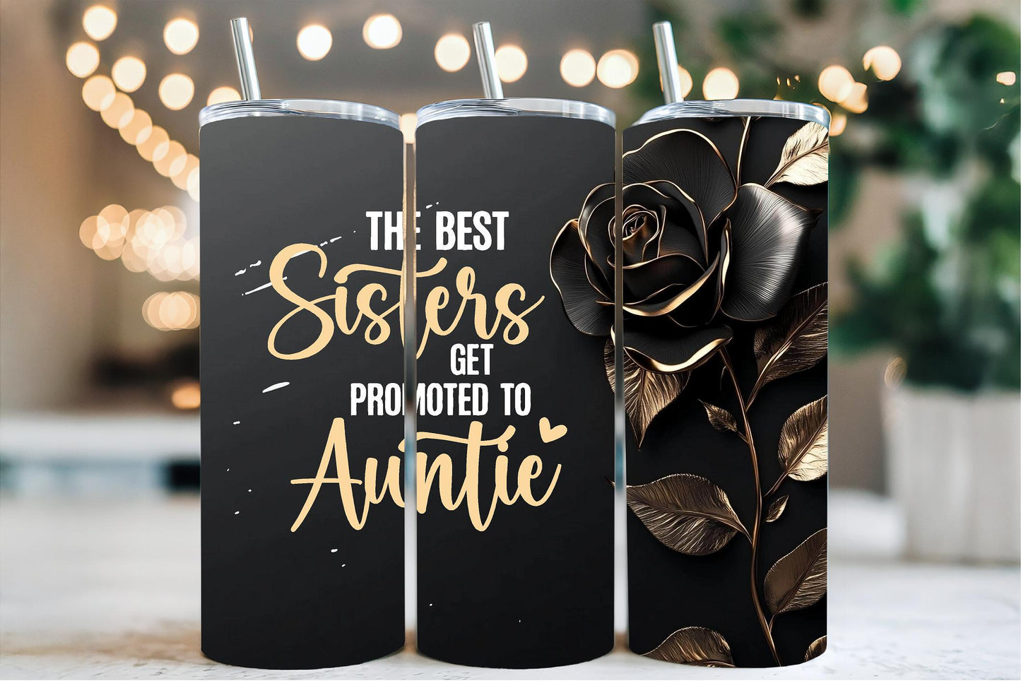 Custom Printed Tumbler Bottle Cup | Best Sister to Auntie Aunt To Be | Personalised New Baby Gift