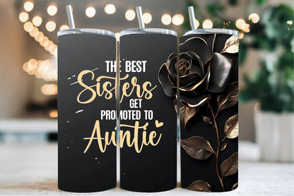 Custom Printed Tumbler Bottle Cup | Best Sister to Auntie Aunt To Be | Personalised New Baby Gift