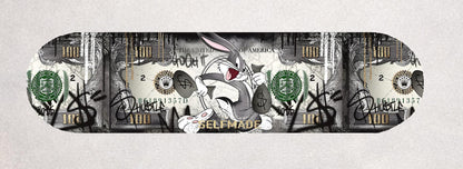 Skateboard Deck Wall Art Decor | Bugs Urban Banknote Bunny | Modern Man Cave Bar Bedroom Novelty