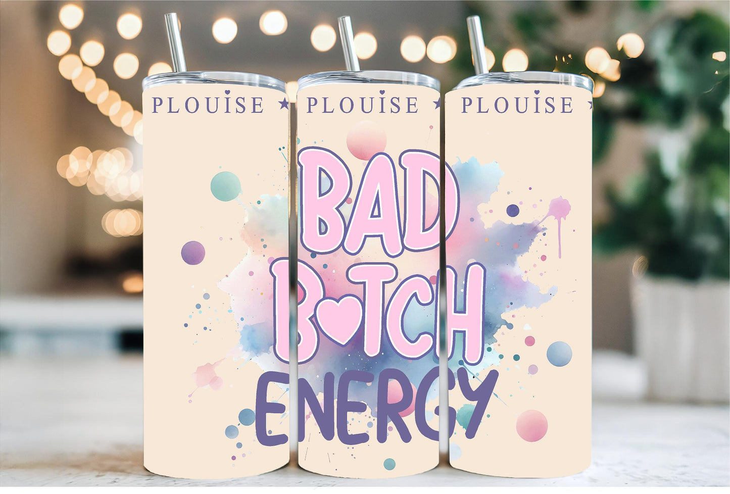 Custom Printed Tumbler Bottle Cup | Makeup Beauty Inspired | PLouise Bad Bitch | Personalised Girl Teenager Novelty Gift