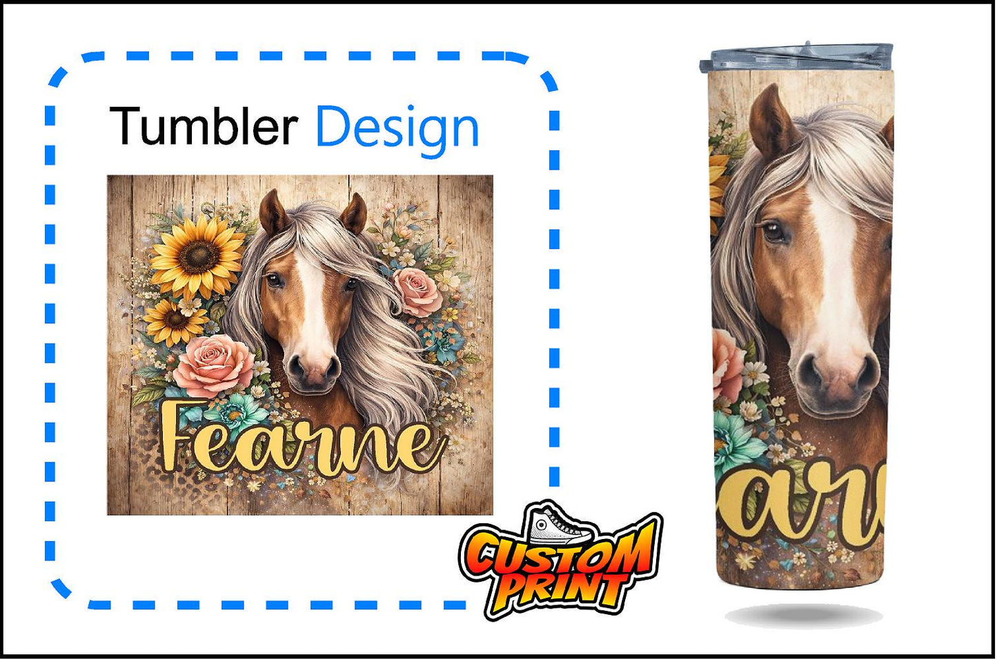 Custom Printed Tumbler Bottle Cup | Horse Lover Inspired | Personalised Novelty Gift