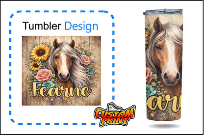 Custom Printed Tumbler Bottle Cup | Horse Lover Inspired | Personalised Novelty Gift
