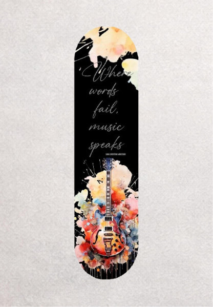 Skateboard Deck Wall Art Modern Decor | Music Quote Guitar