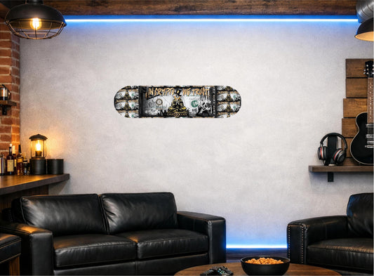 Skateboard Deck Wall Art Decor | Duck Bitcoin Urban Banknote | Modern Man Cave Bar Bedroom Novelty