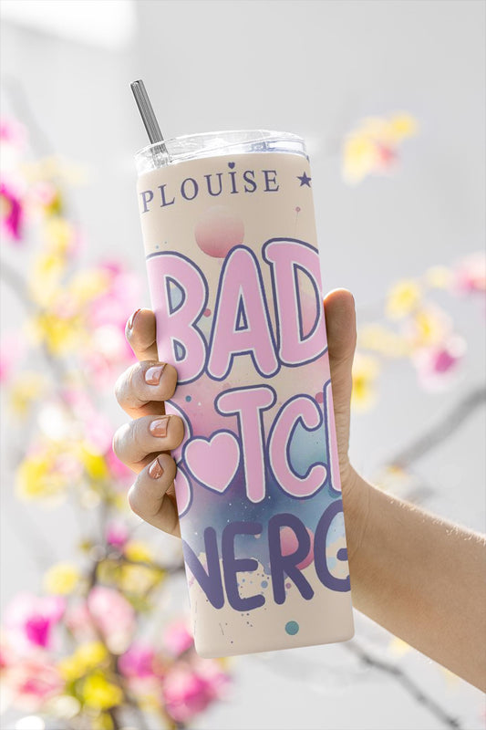 Custom Printed Tumbler Bottle Cup | Makeup Beauty Inspired | PLouise Bad Bitch | Personalised Girl Teenager Novelty Gift