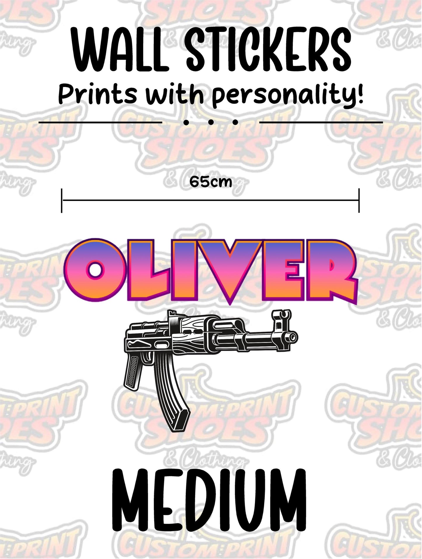 Children's Custom Printed Bedroom Wall Art Vinyl Personalised Gift Sticker - Gamer Racing Grand Theft Machine Gun