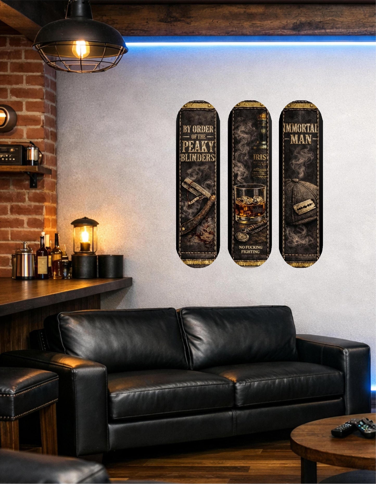 Skateboard Deck Wall Art Decor | Peaky Blinders | Modern Man Cave Bar