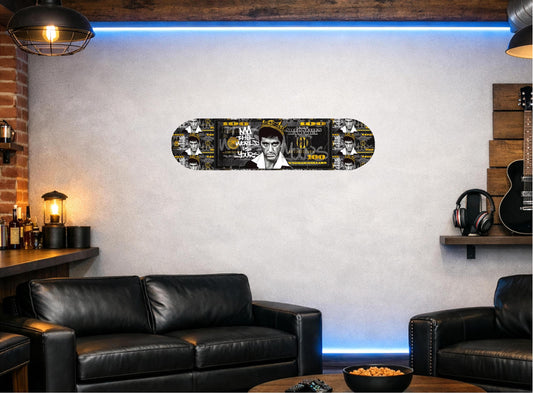 Skateboard Deck Wall Art Decor | Montana Urban Banknote Scarface Dollar | Modern Man Cave Bar Bedroom Novelty