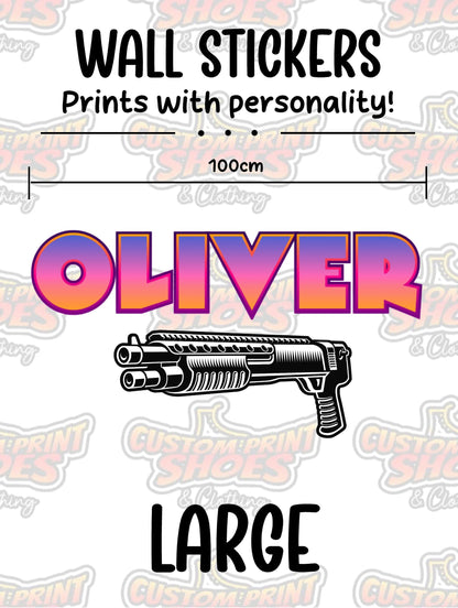 Children's Custom Printed Bedroom Wall Art Vinyl Personalised Gift Sticker - Gamer Racing Grand Theft Shotgun