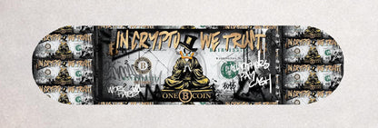 Skateboard Deck Wall Art Decor | Duck Bitcoin Urban Banknote | Modern Man Cave Bar Bedroom Novelty